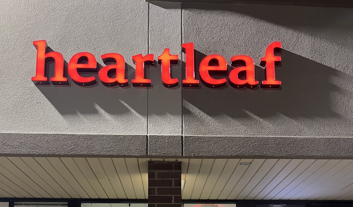Heartleaf storefront sign